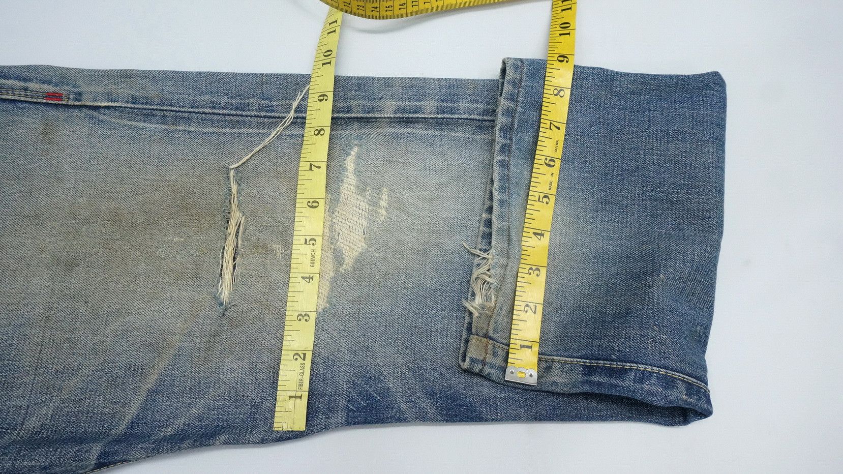 🔥 Vtg EDWIN 13oz Grand Blue Selvedge Worn Out Aging Denim - 20