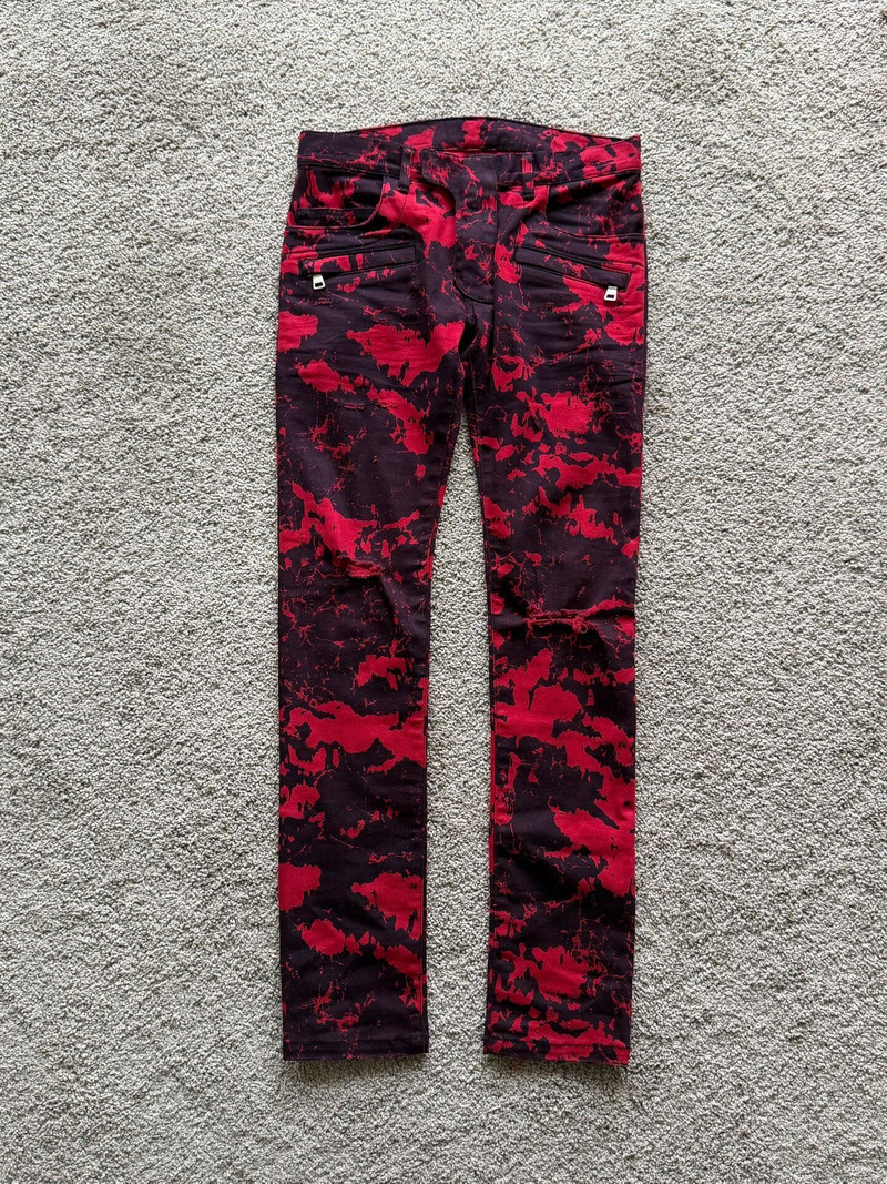 Balmain Blood Stained Dark Red Jeans by Olivier Rousteing - 1