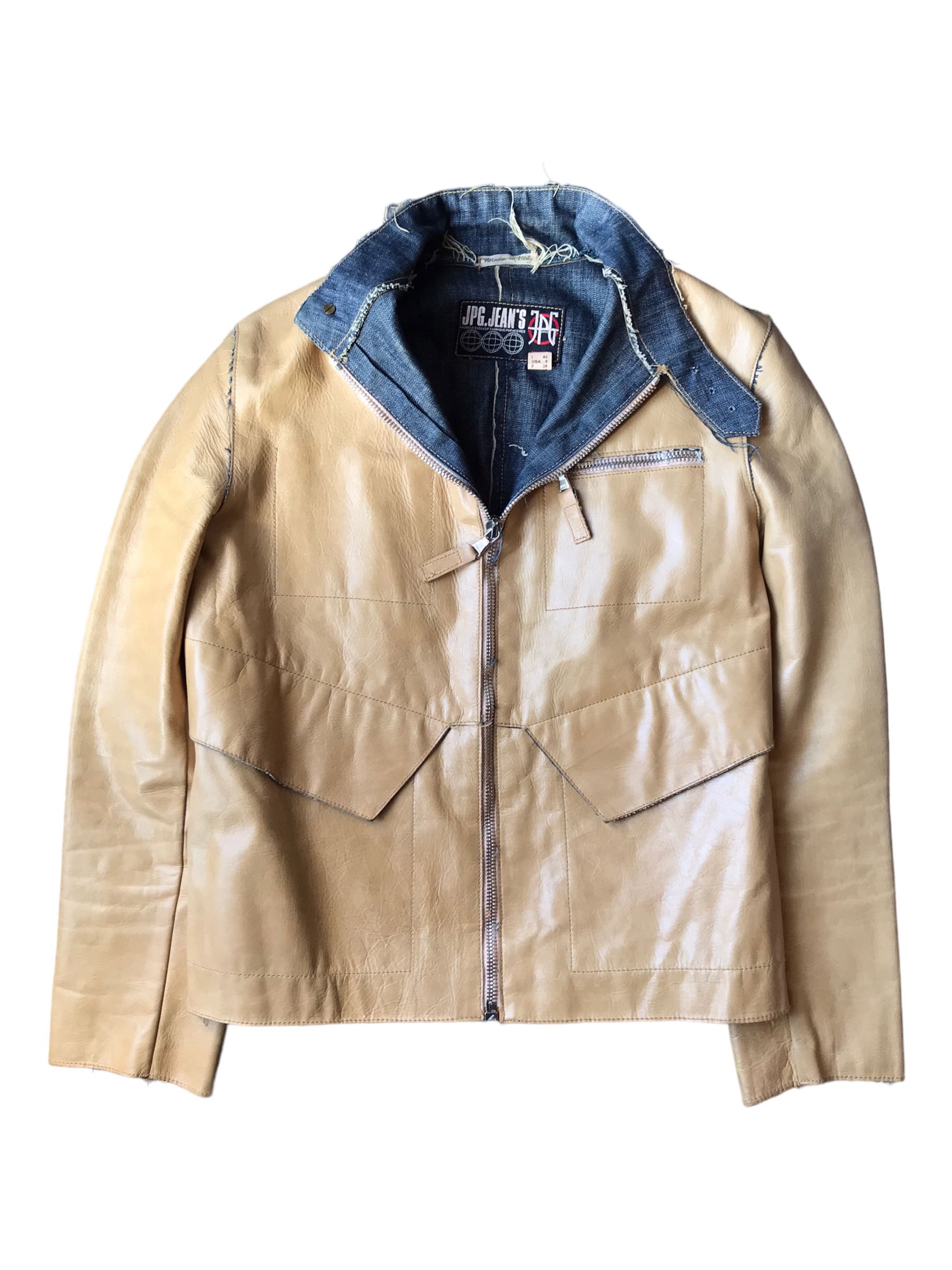 Jean Paul Gaultier leather and denim jacket (like Travis Scott Astroworld )