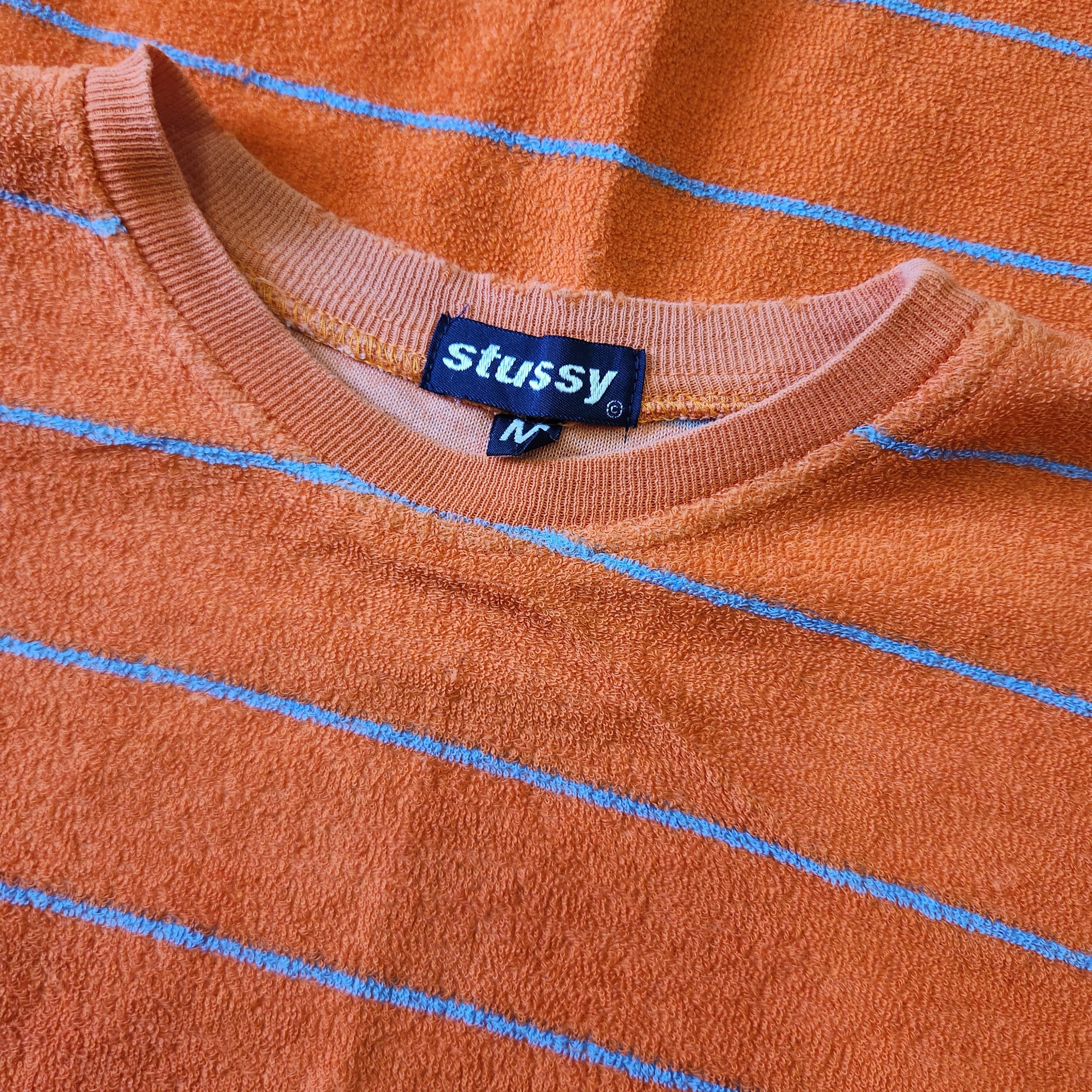 Vintage Stussy Rare Orange Stripes Arm Pocket TShirt - 4