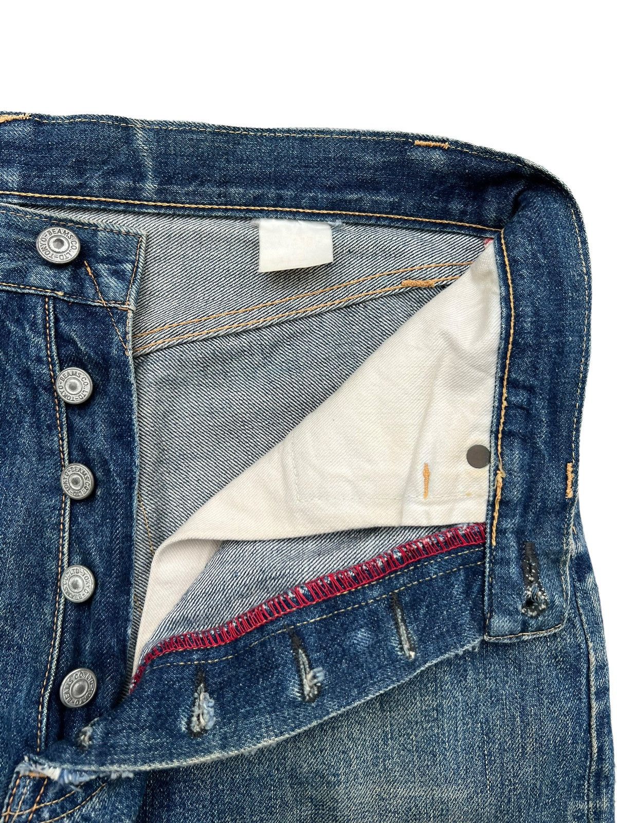 Vtg Beams Plus Japan Selvedge Distressed Mudwash Denim Jeans - 14