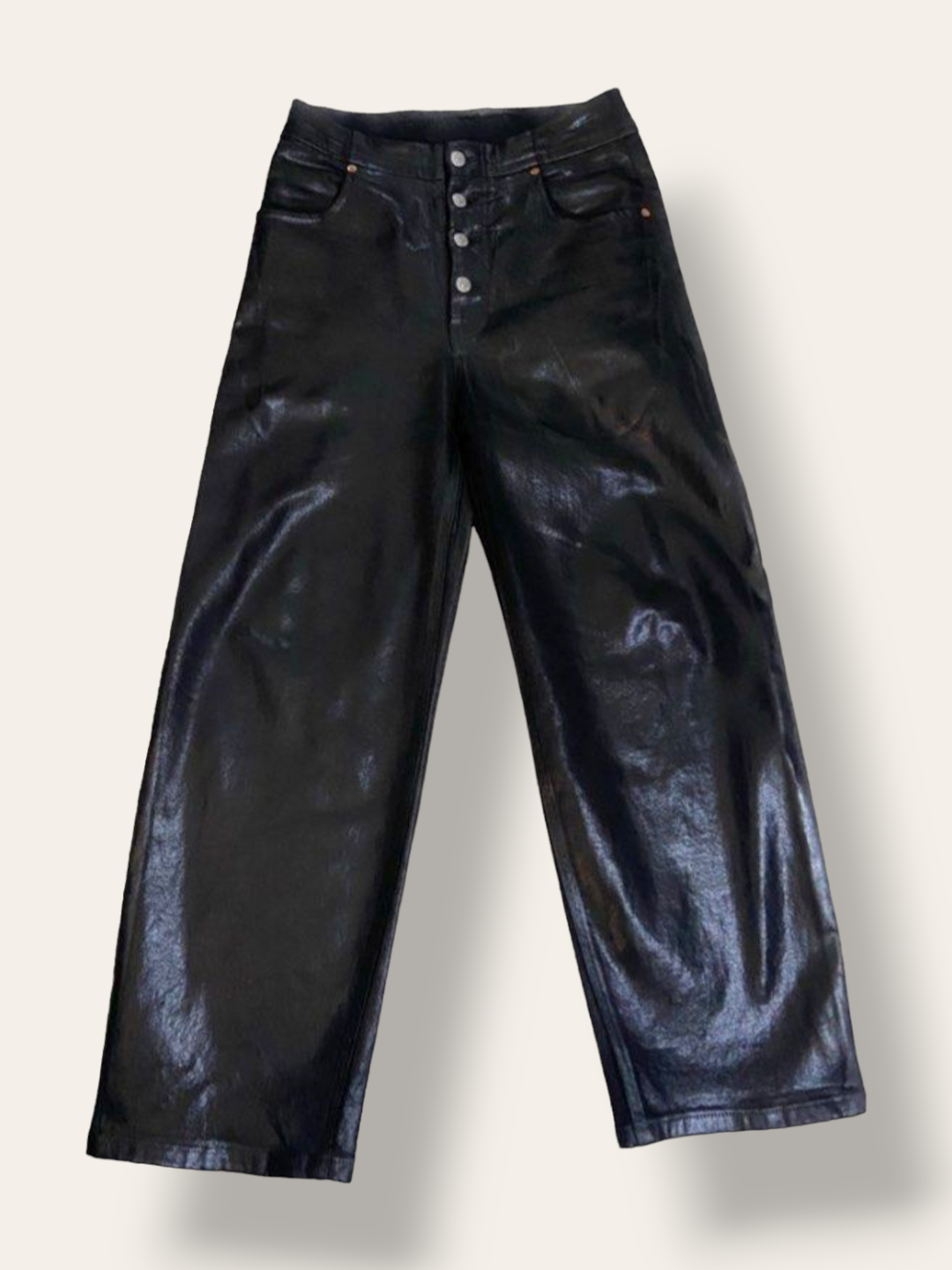 MM6 Maison Margiela Shiny Cropped Wide-leg Jeans - 1
