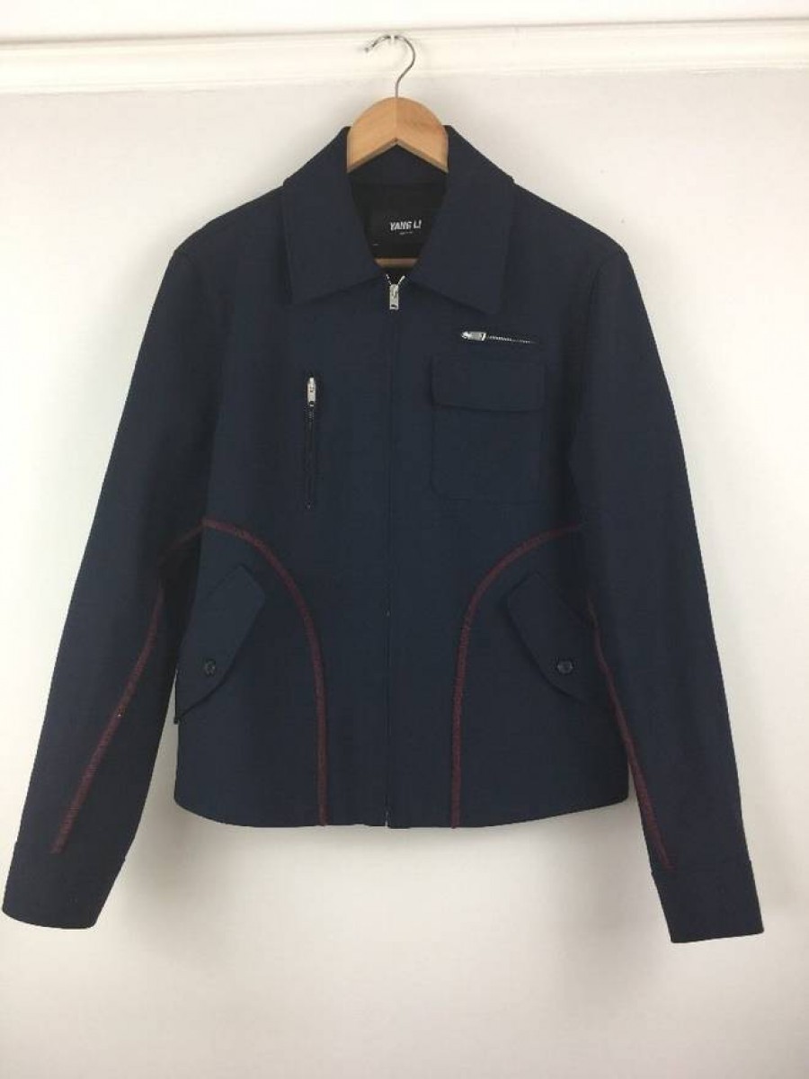 Yang Li - Contrast-Seam Virgin Wool Harrington Jacket SZ Small - 1
