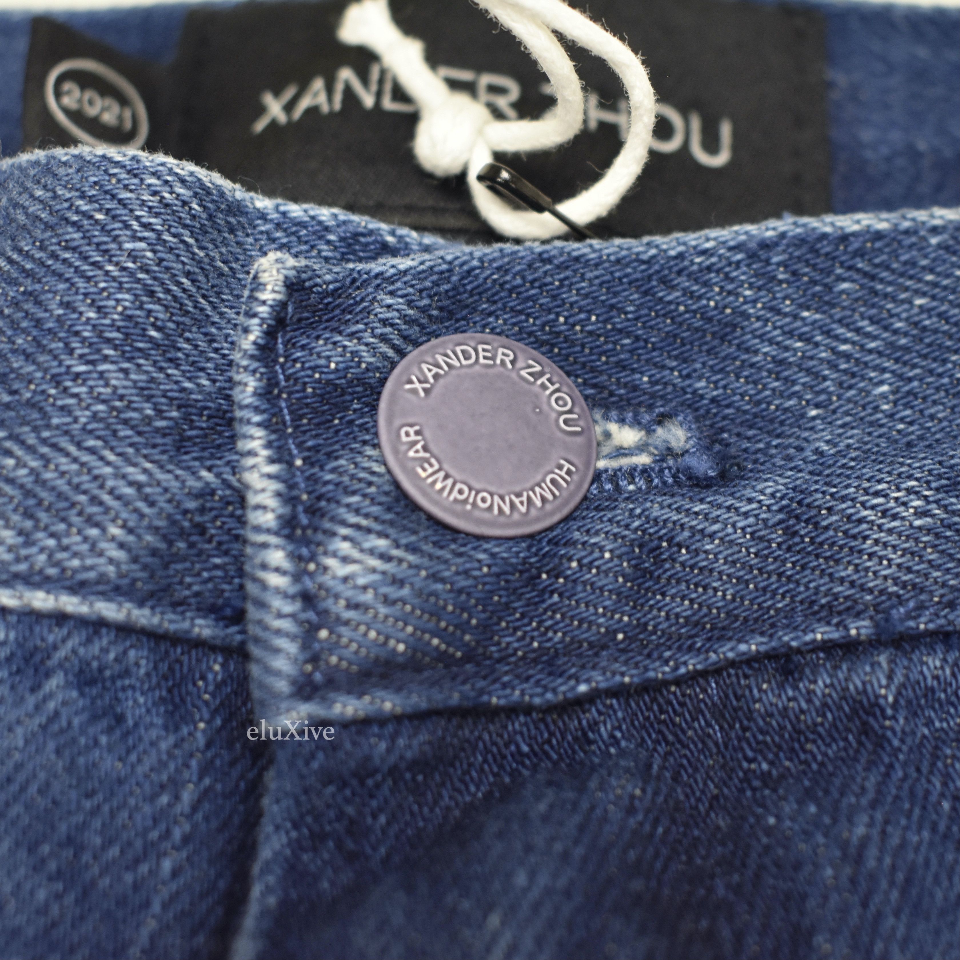 Xander Zhou Blue Spiral Effect Denim Jeans - 7