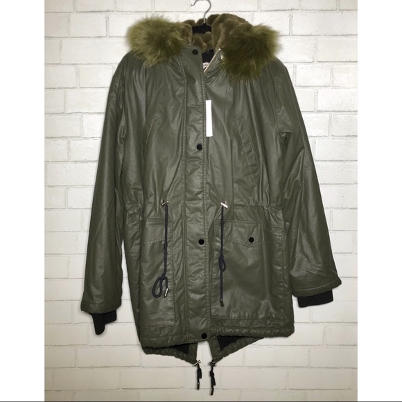 Whistles “Karlie” Olive Waxy Fur Trim Parka - 6