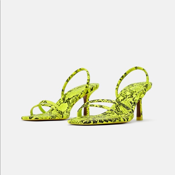 Zara Neon Snake Skin Reptile Kitten Minimalistic Heels - 1