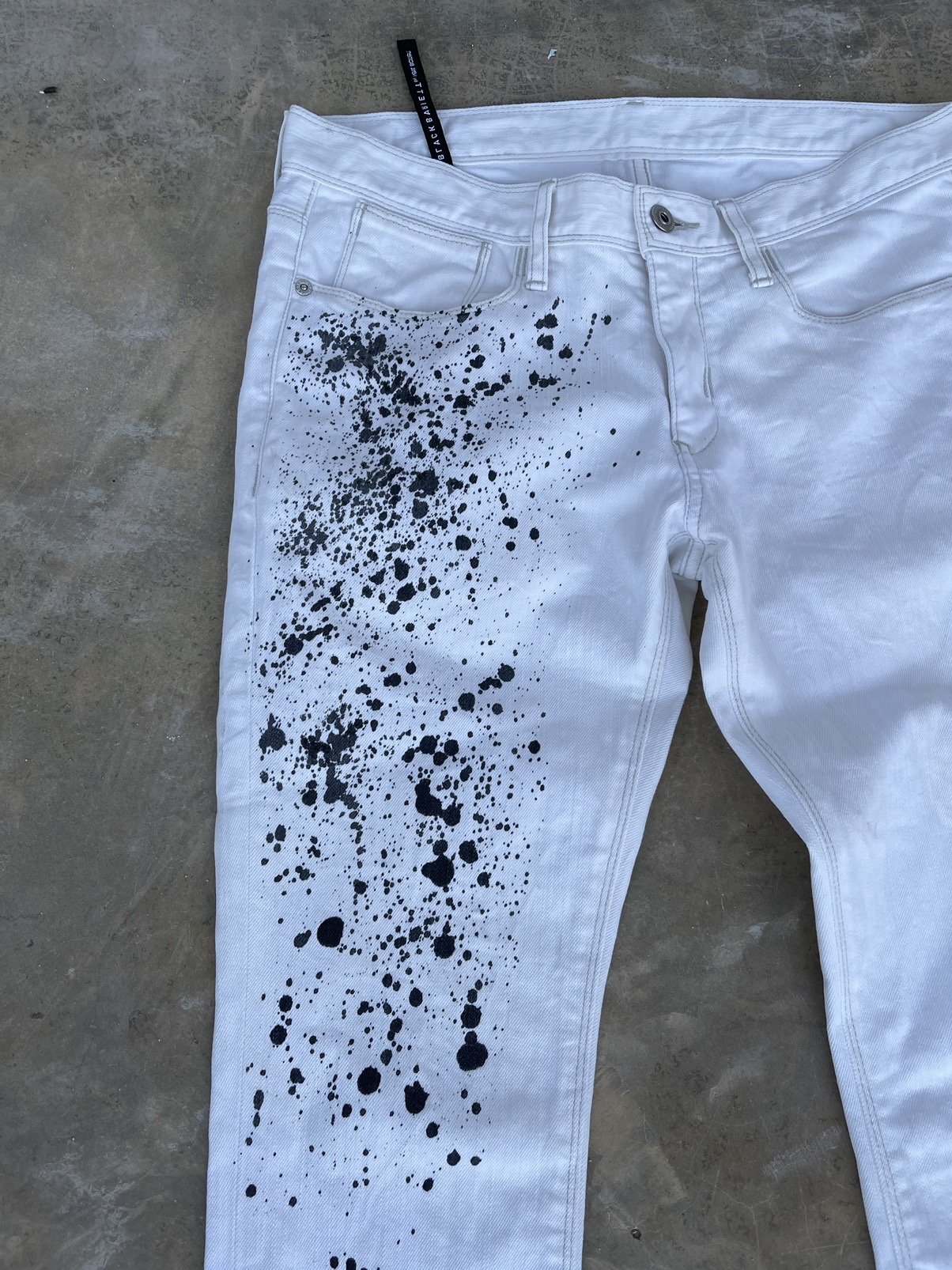 Black Barret by Neil Barret splash paint art skinny jeans - 6