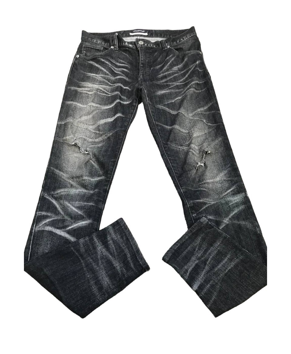 JAPAN Semantic Design Tornado mart Herringbone Faded black wash Distressed jean Slim Lowrise - 5