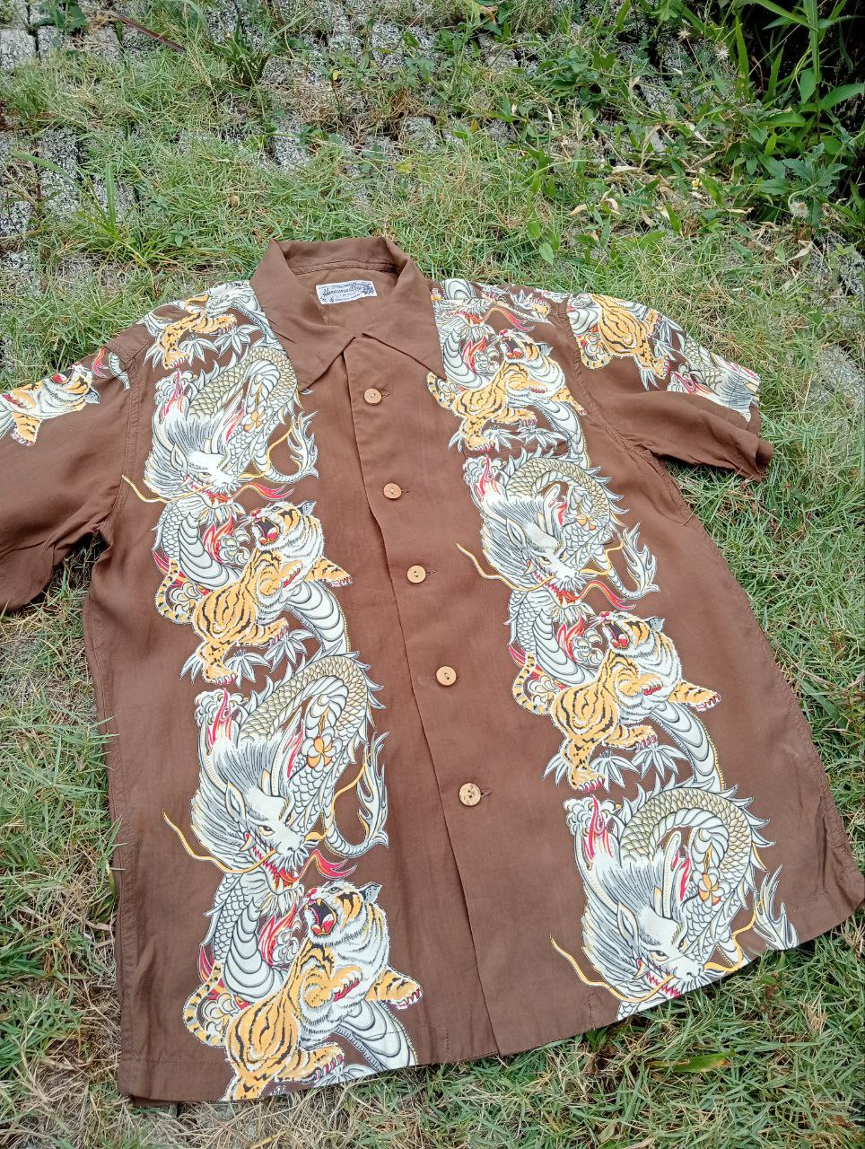 🔥RARE🔥Vintage Japanese Hanauma Bay Tiger Dragon Aloha Shirt - 2