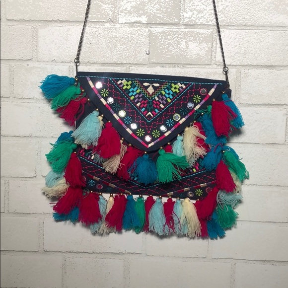 America & Beyond Boho Embroidered Tassel Crossbody - 2