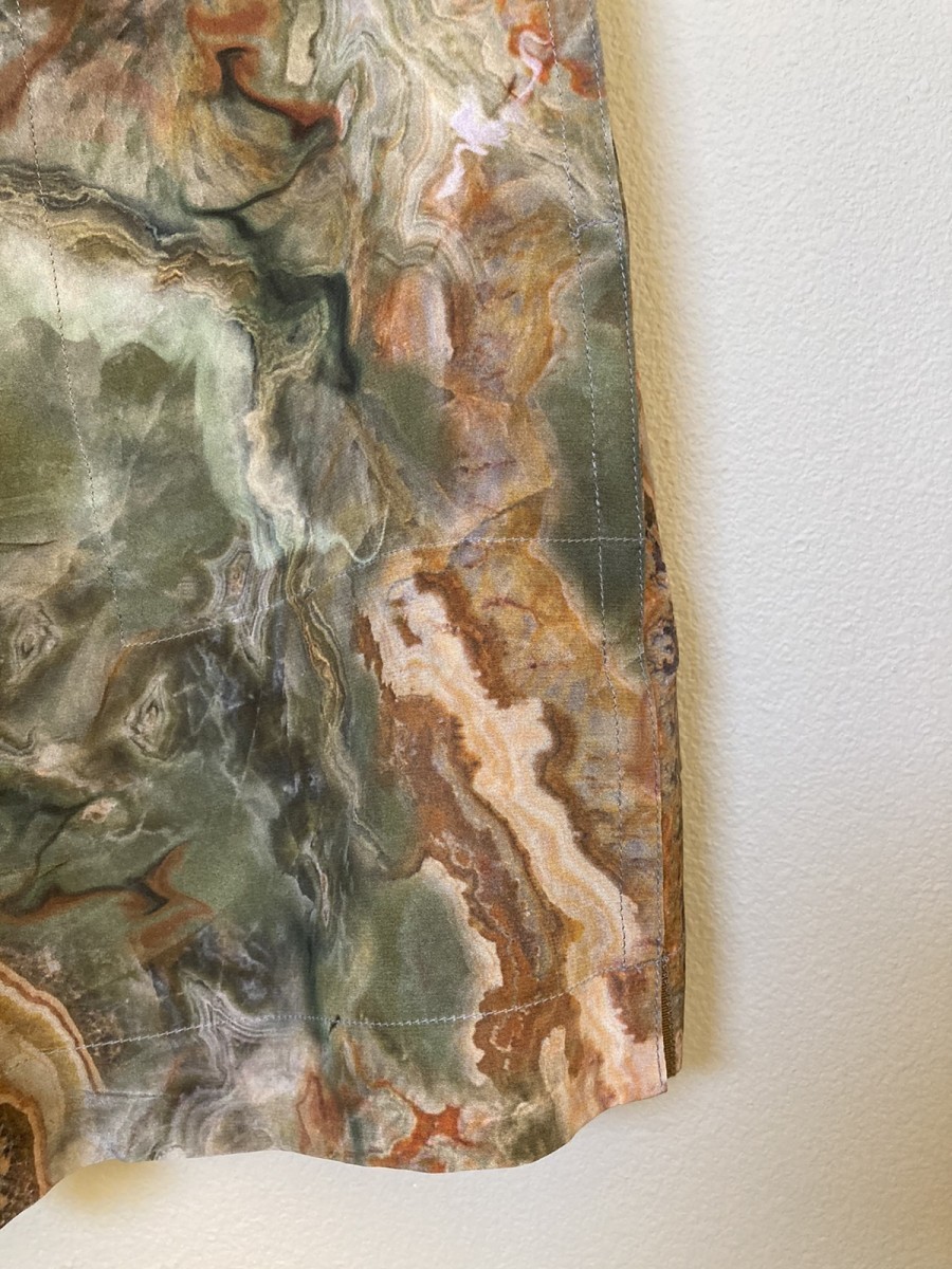 Deveaux - Marble-print Green Silk Shorts - 6