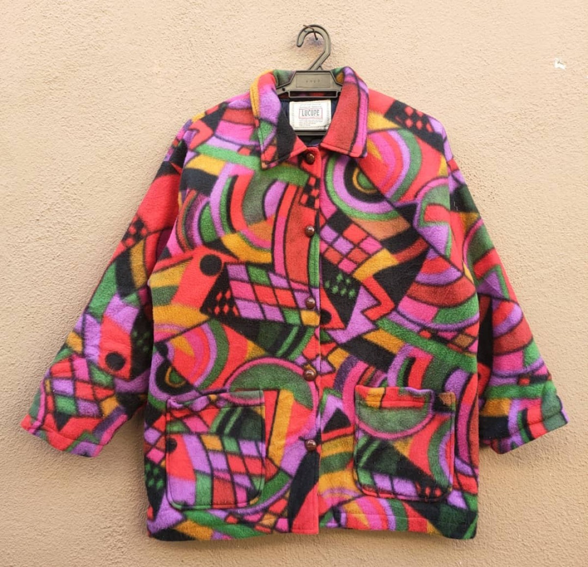 Japanese Brand - Lucupe Printed Button Up Fleece Jacket - 1