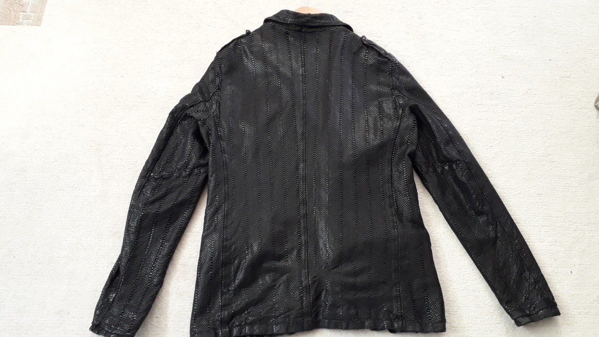 Giorgio Brato - Handmade Black Embossed Detail Leather Jacket Sz 48 - 3