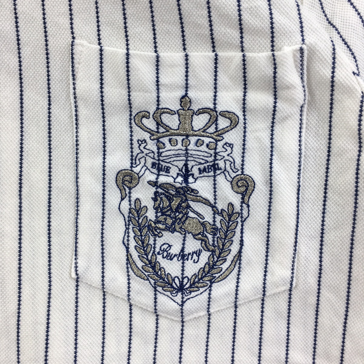 Vtg BURBERRY LONDON PRORSUM Blue Label Polo Tee Striped - 3