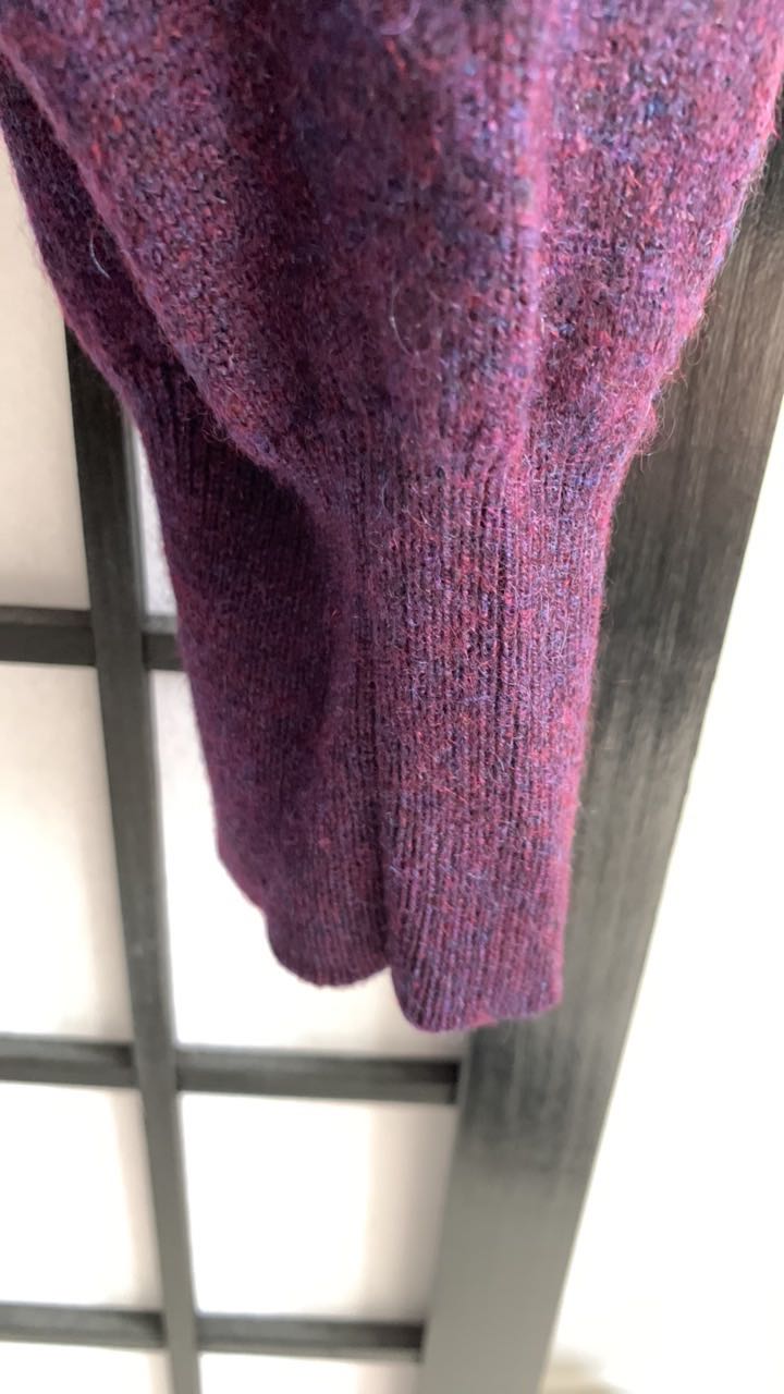 Purple Cashmere V-Neck Sweater - 3