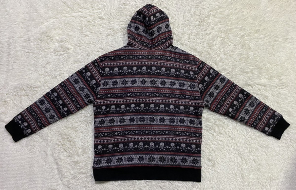 Japanese Brand - Fullprint Skulls Fleece Lined Zipper Hoodie Knitwear Jacket - 6