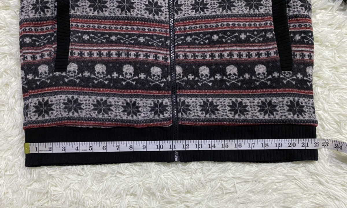 Japanese Brand - Fullprint Skulls Fleece Lined Zipper Hoodie Knitwear Jacket - 17