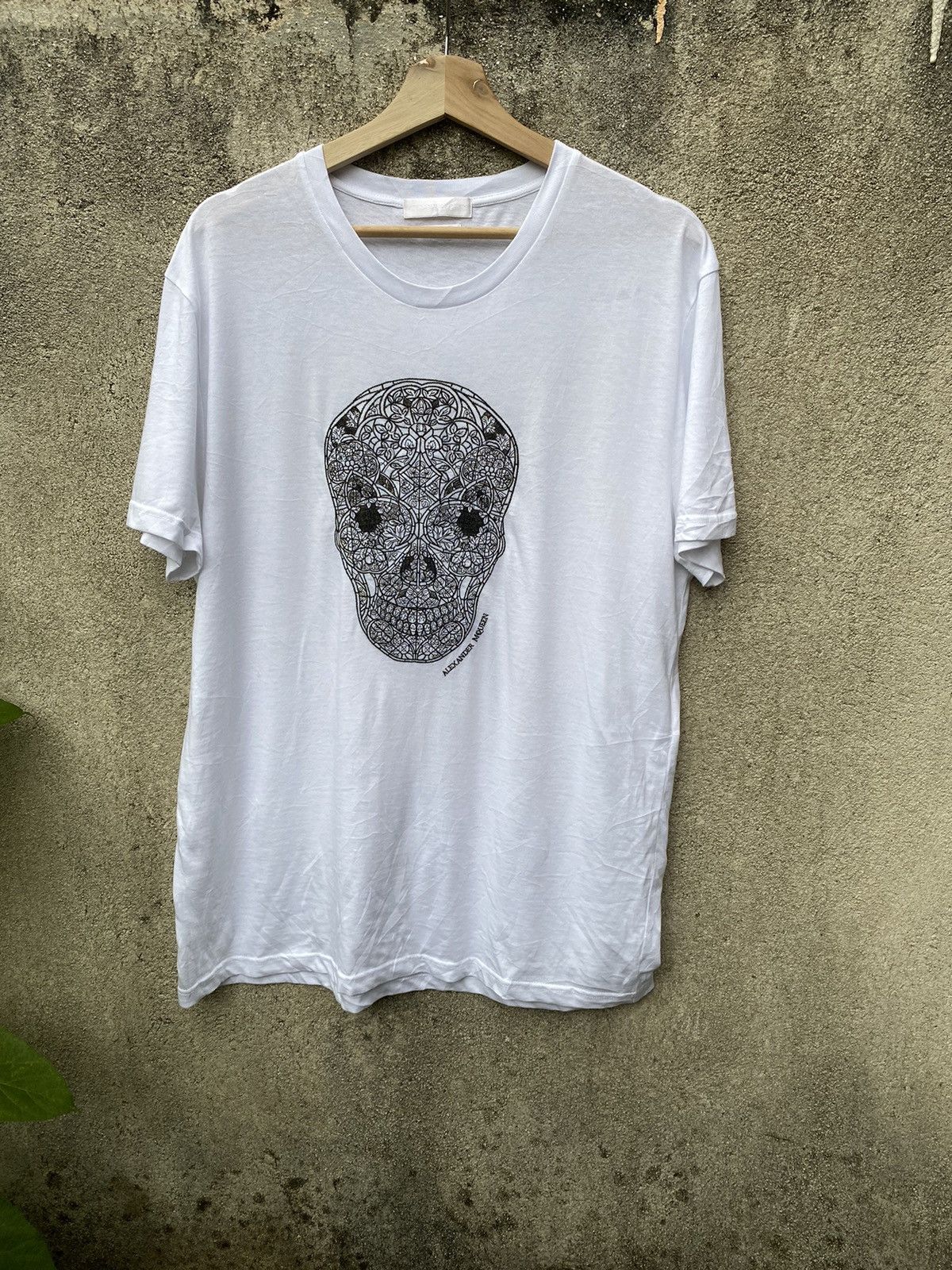 Alexander McQueen Skull Embroidered Tee White - 1