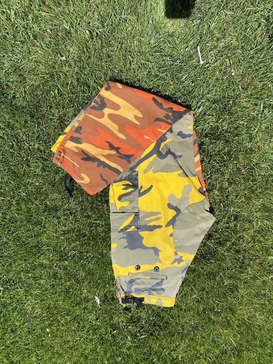 Military - Yellow/Orange Adjustable Split Camo Tactical Pants - 6