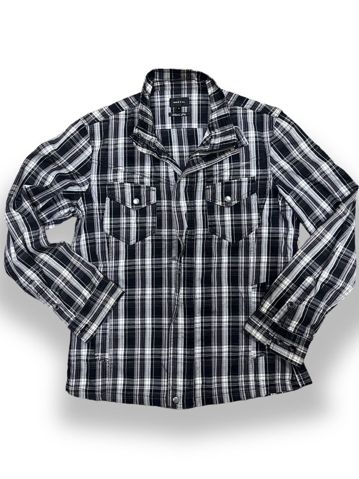 Vintage - Male & Co Slim Fit Flannel Matsuda Shirt Zipper - 1