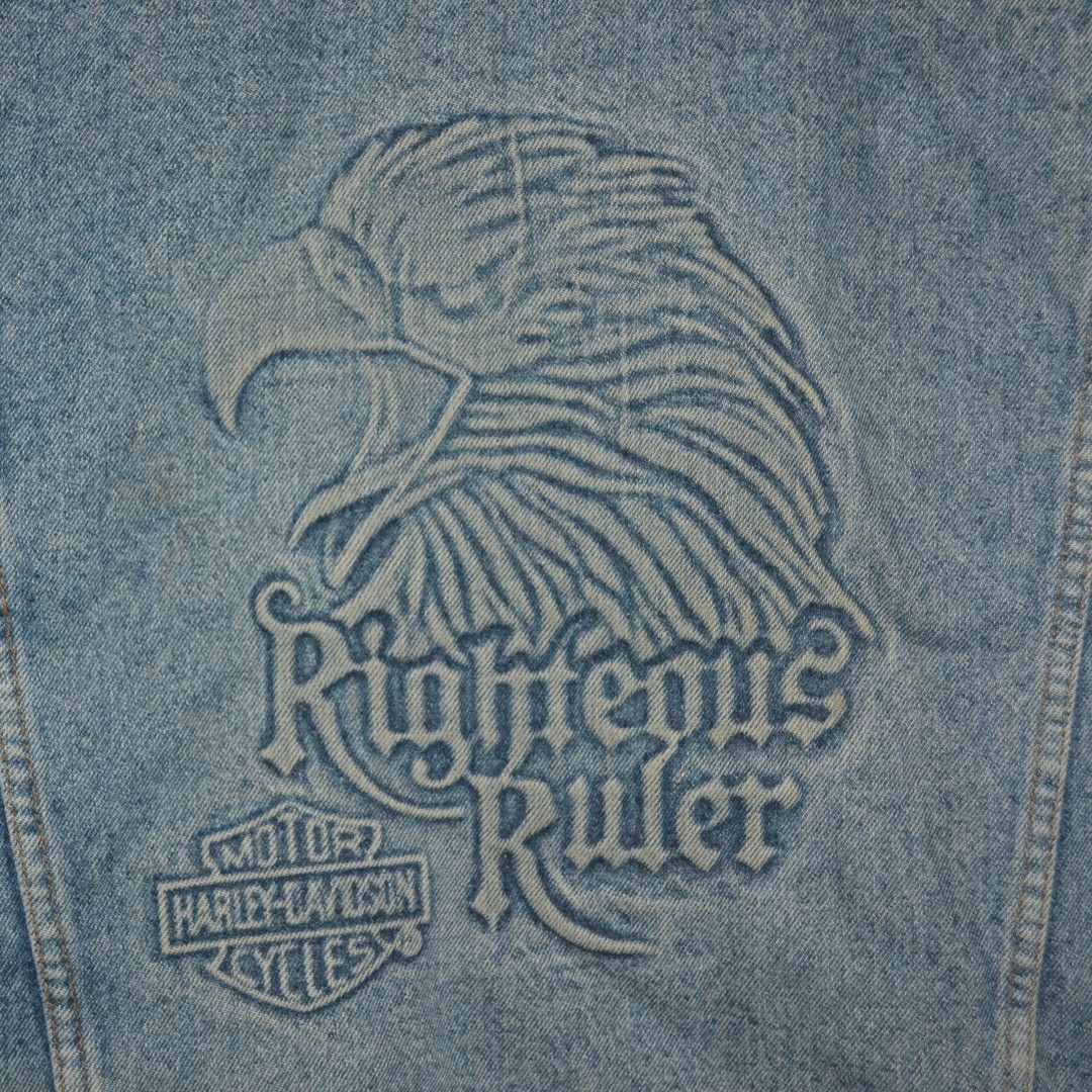 Vintage Harley Davidson Denim Jacket - Blue - 3