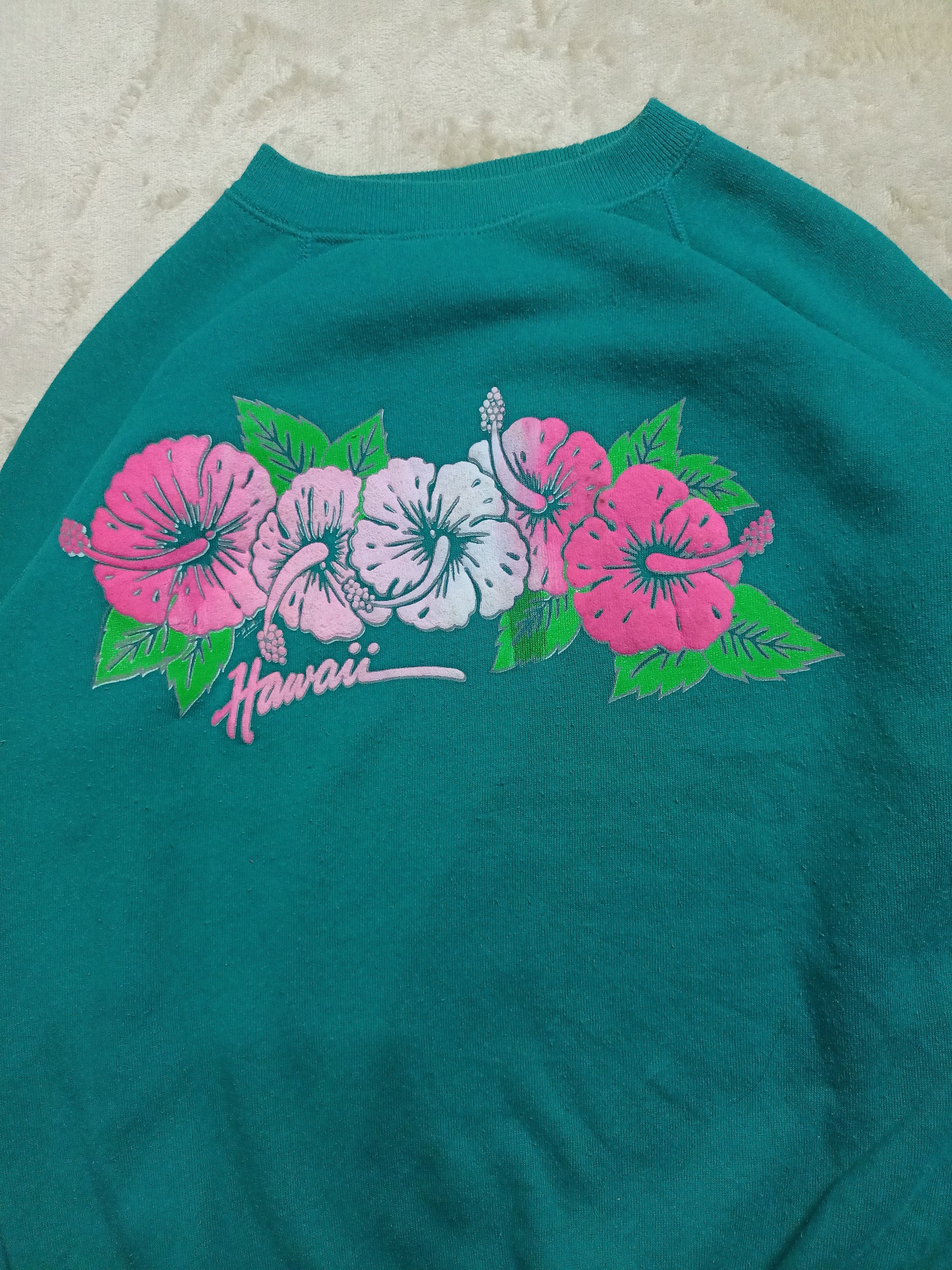 Vintage 80s Hawaii Floral Hibiscus Sweatshirt - 5