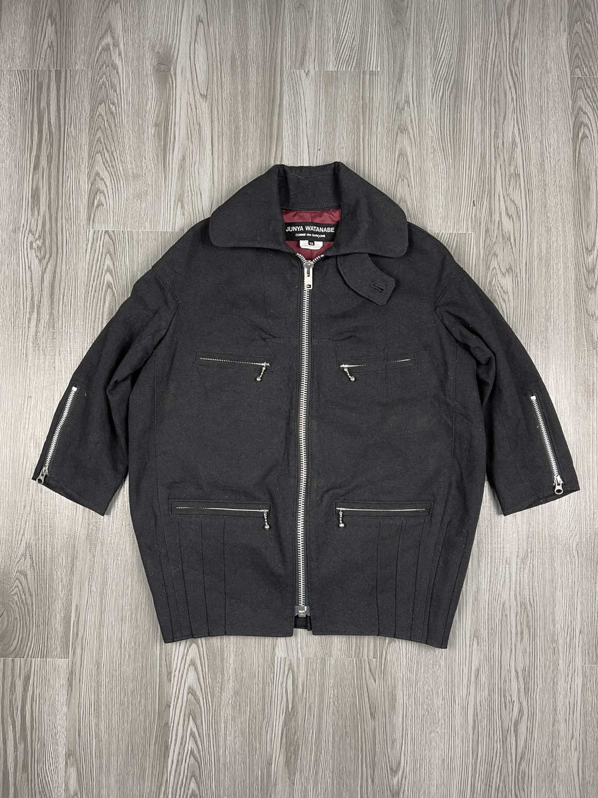 Steals🔥AD2011 Black Wool Bottom Pleated 3Q Jacket - 1