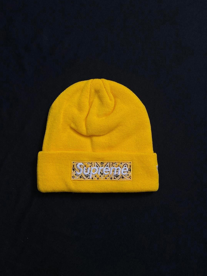 Rare 19FW Supreme New Era Bandana Box Logo Beanie Hats - 1