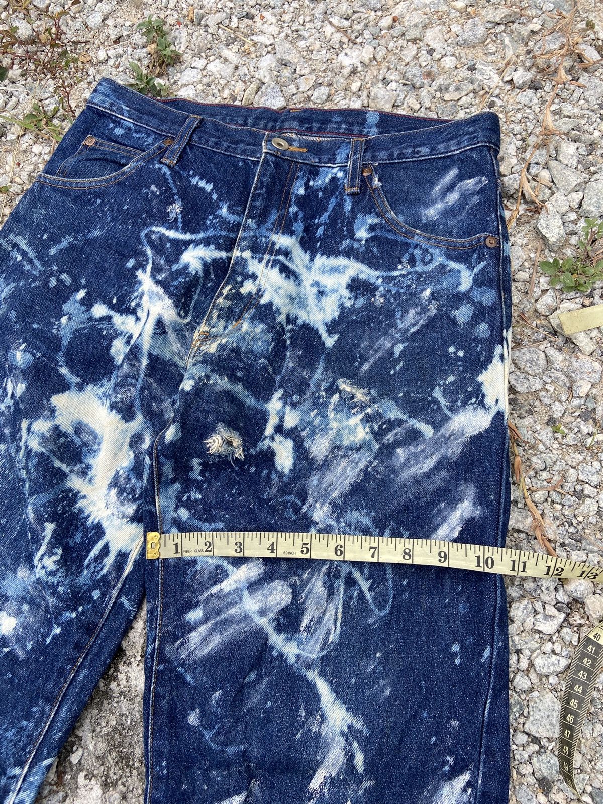 💥Vintage Distressed Painted Denim Jeans - 5