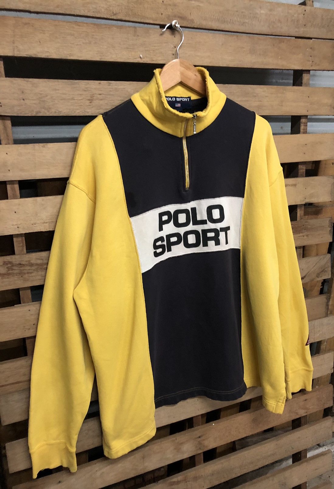 Polo Ralph Lauren - Rare Vintage 90s Polo Sport Spellout Half Zipper Sweetshirt - 4