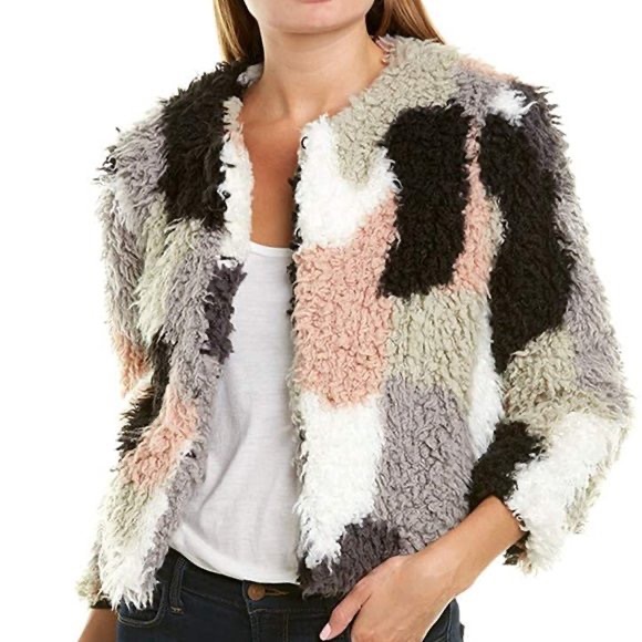 1. State - 1.STATE Patchwork Faux Fur Shaggy Jacket - 2