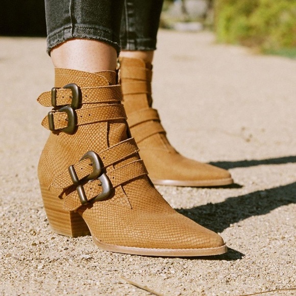 Matisse Harvey Snake Embossed Buckle Boot in Tan - 14