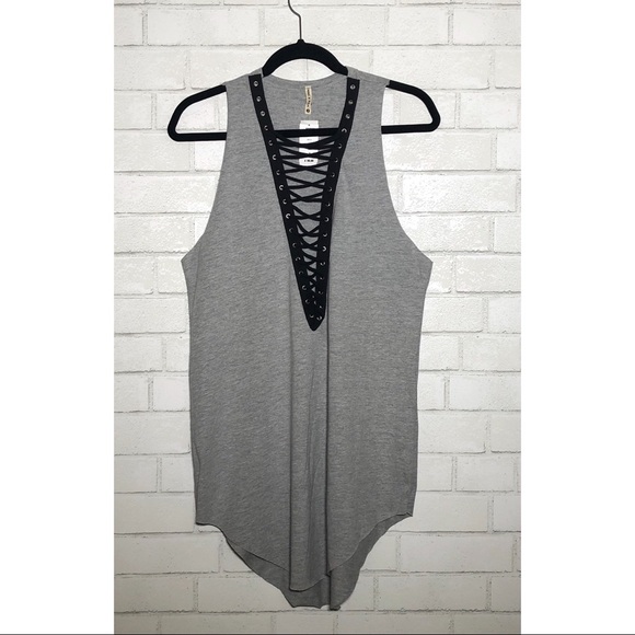 LF Oversized Long Lace Up Racerback Tank Dress - 3