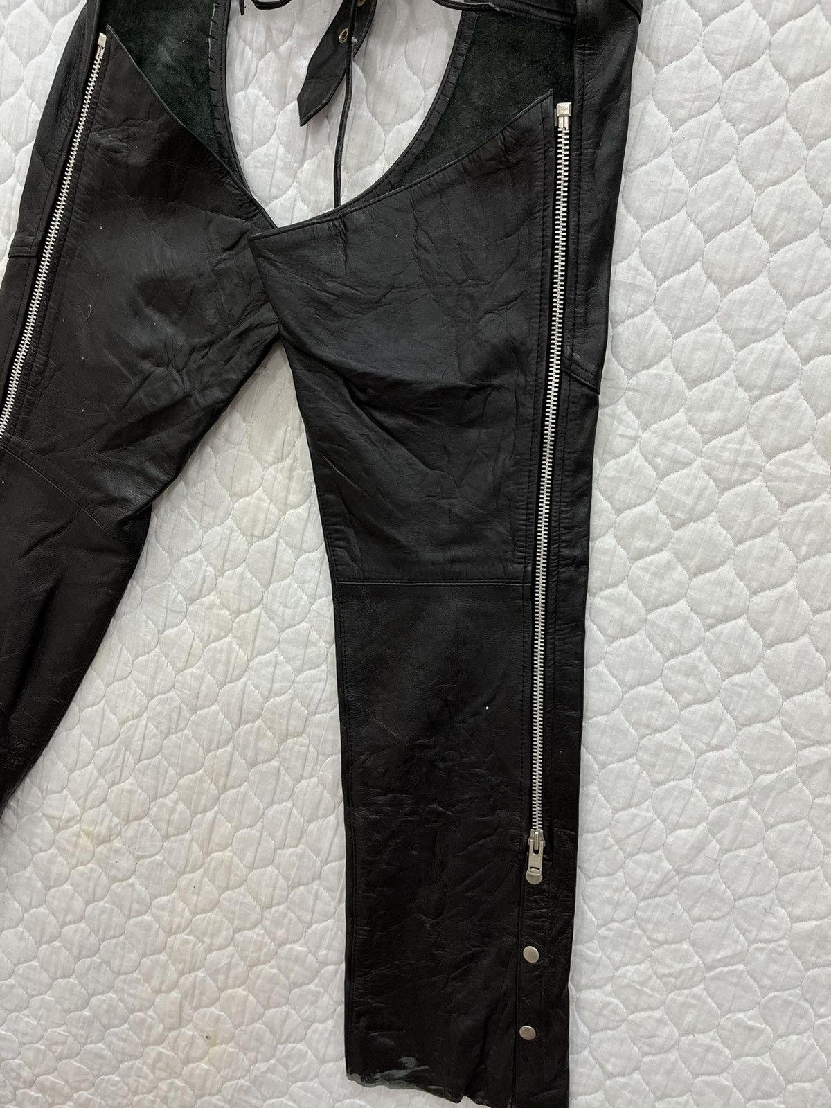 Genuine Leather - (Hh). HORN WORK LEATHER PUNK ROCK PANTS - 7