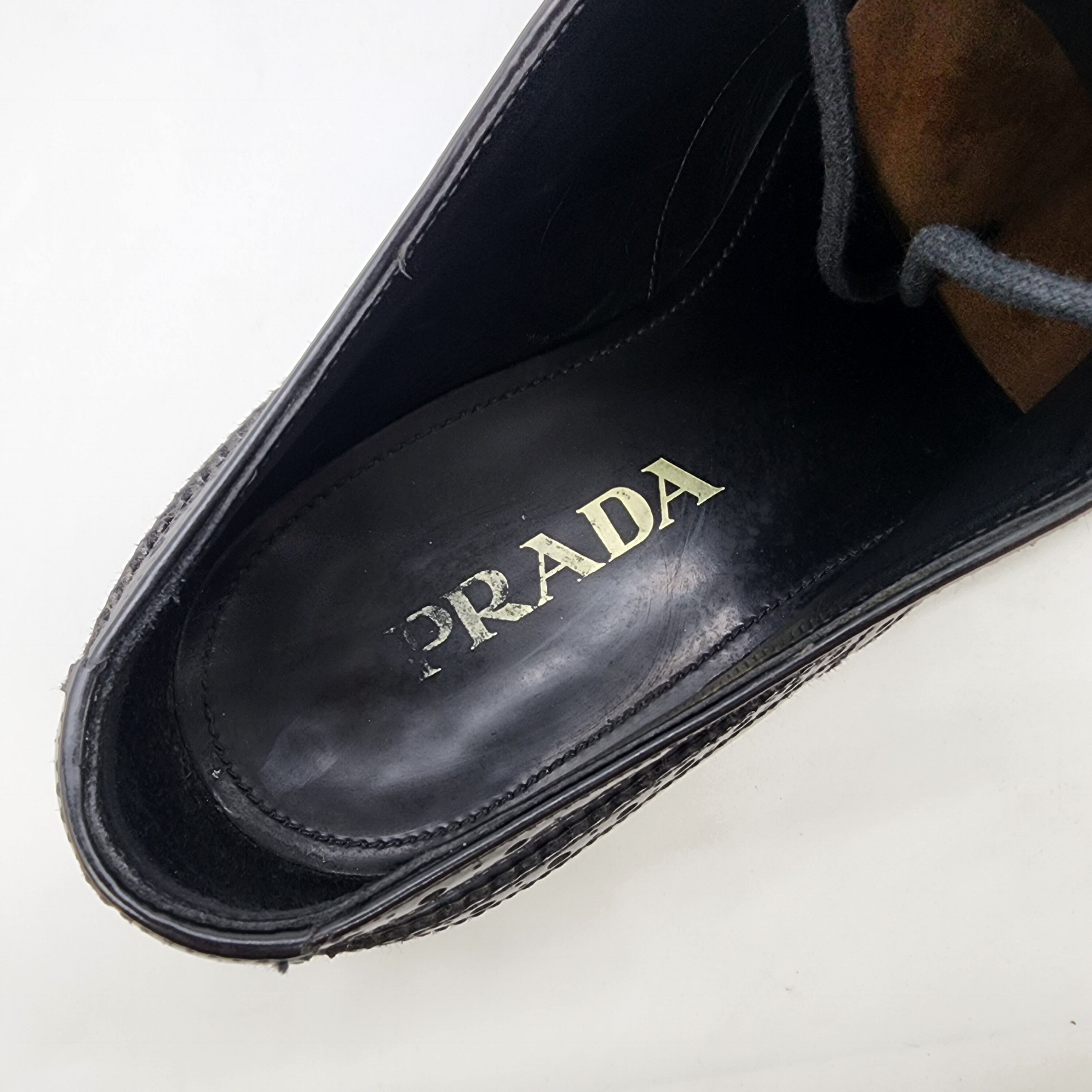 Prada - Brushed Leather Platform Derby Brogues - 8