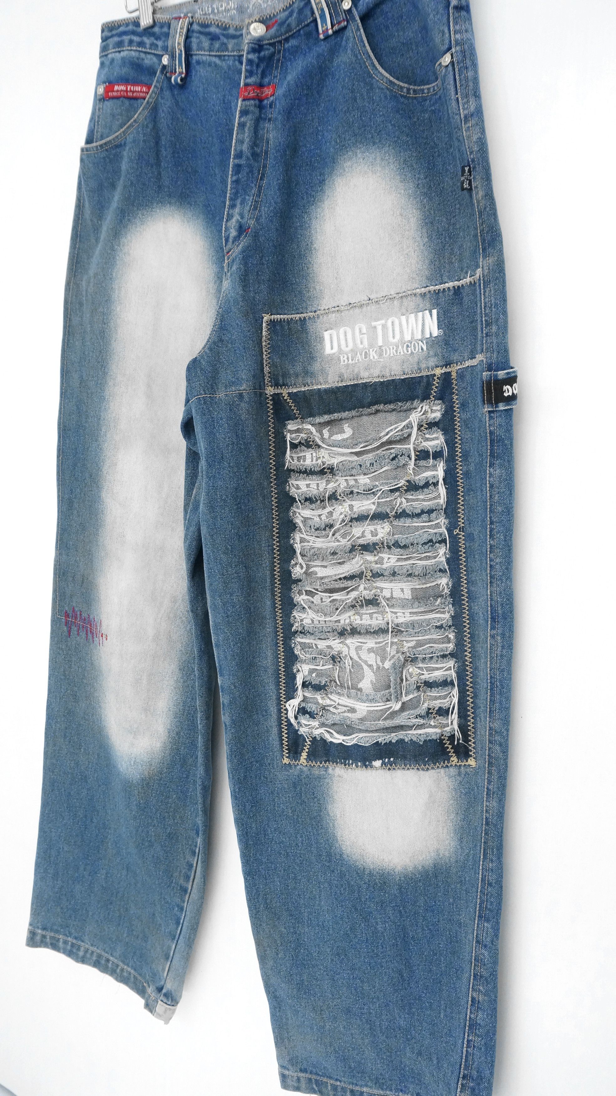 Distressed Denim - 🔥 90s Vintage DOGTOWN Distressed Baggy Worn Jeans - 1