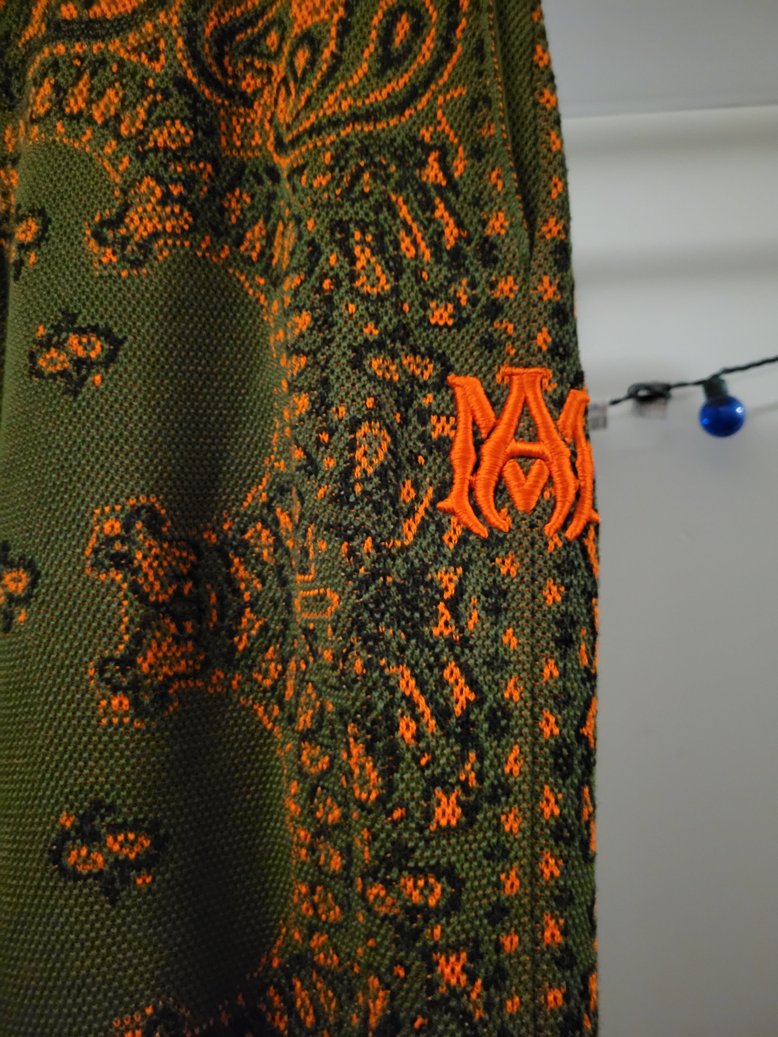 Amiri Bandana Paisley Green Orange Cashmere Joggers XXLG - 6