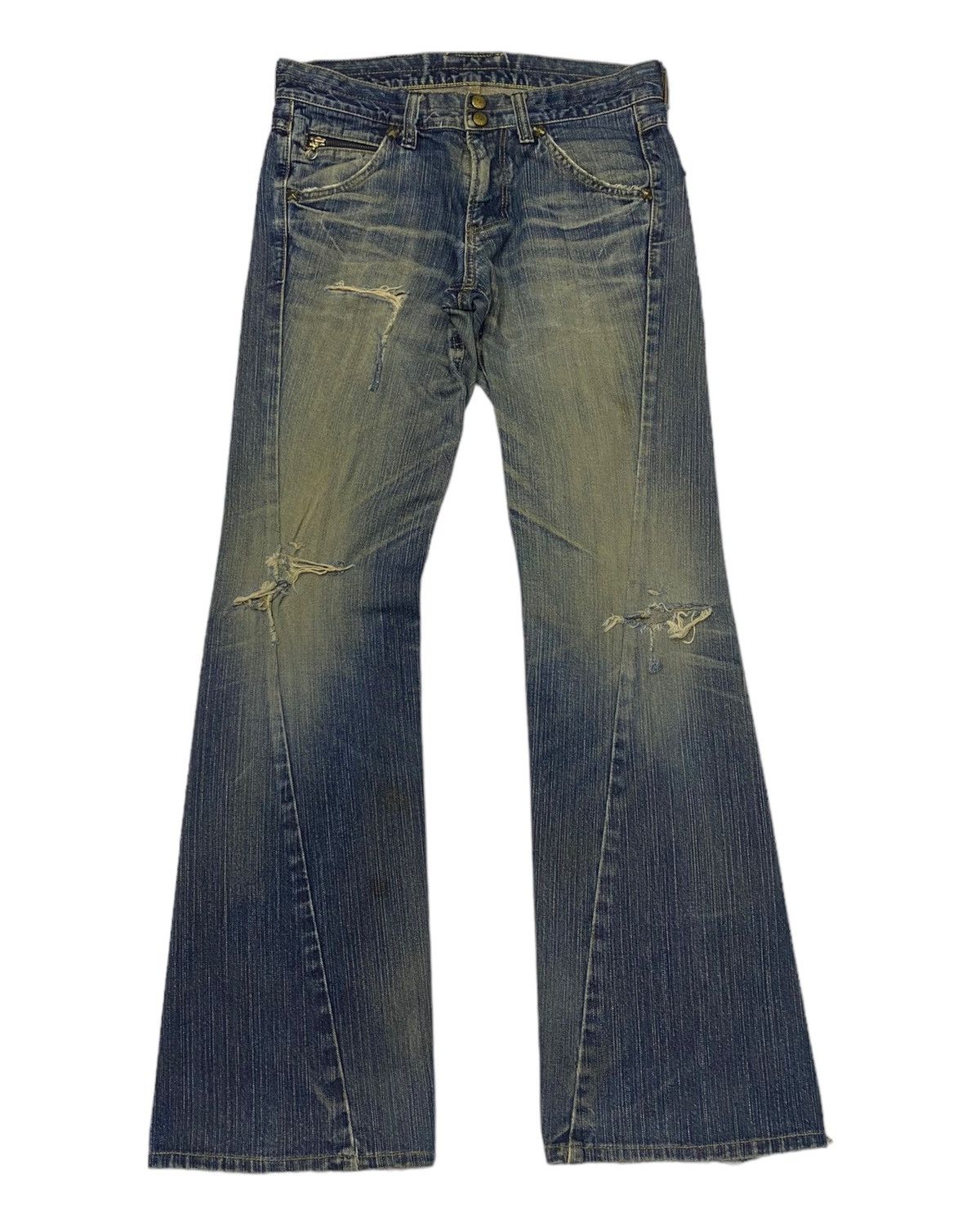 🔥LEE FLARE TWISTED DISTRESSED DENIM JEANS BOOTCUT FLARED - 7