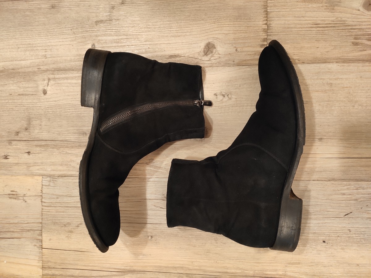 Rocco P. - Black suede sidezips.Like Dior or Saint Laurent boots - 2