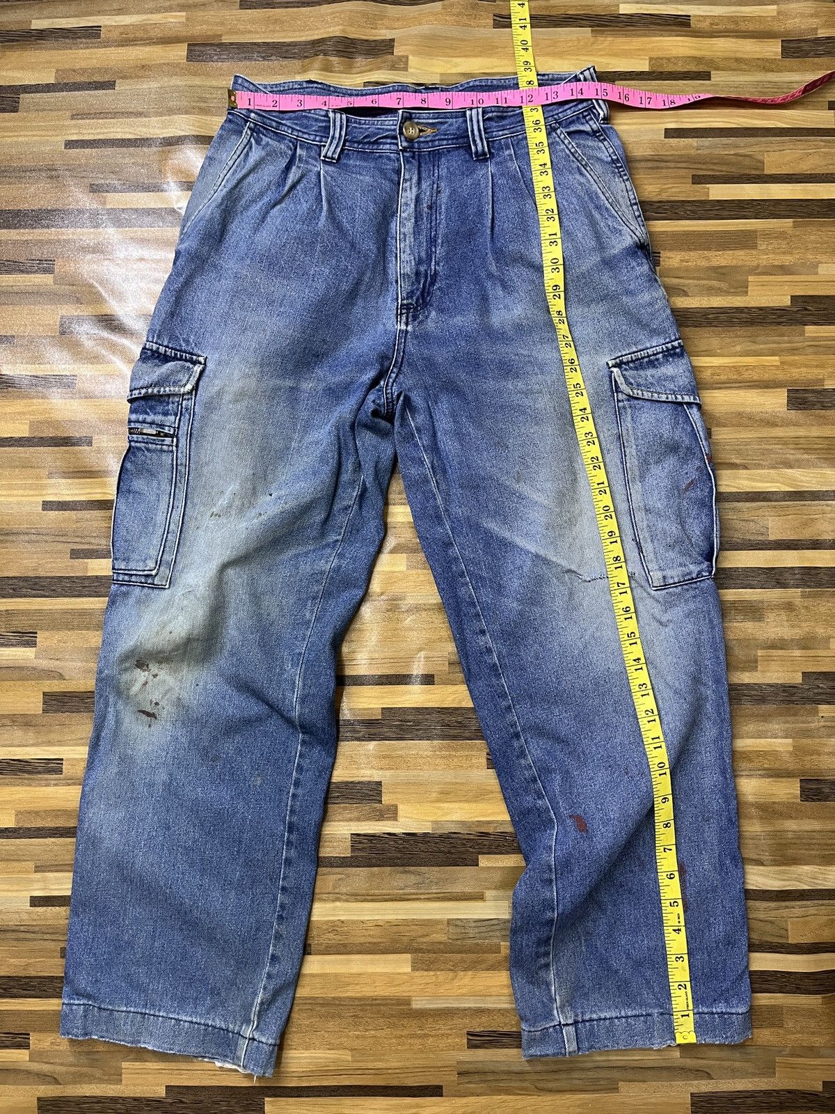 Distressed Denim - Worn Even River Japanese Cargo Denim Ripped Baggy Style - 4
