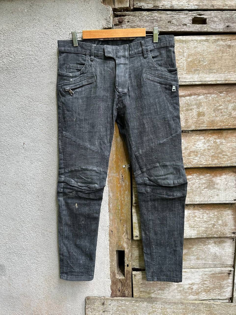 Vintage Balmain bikers distressed denim - 1