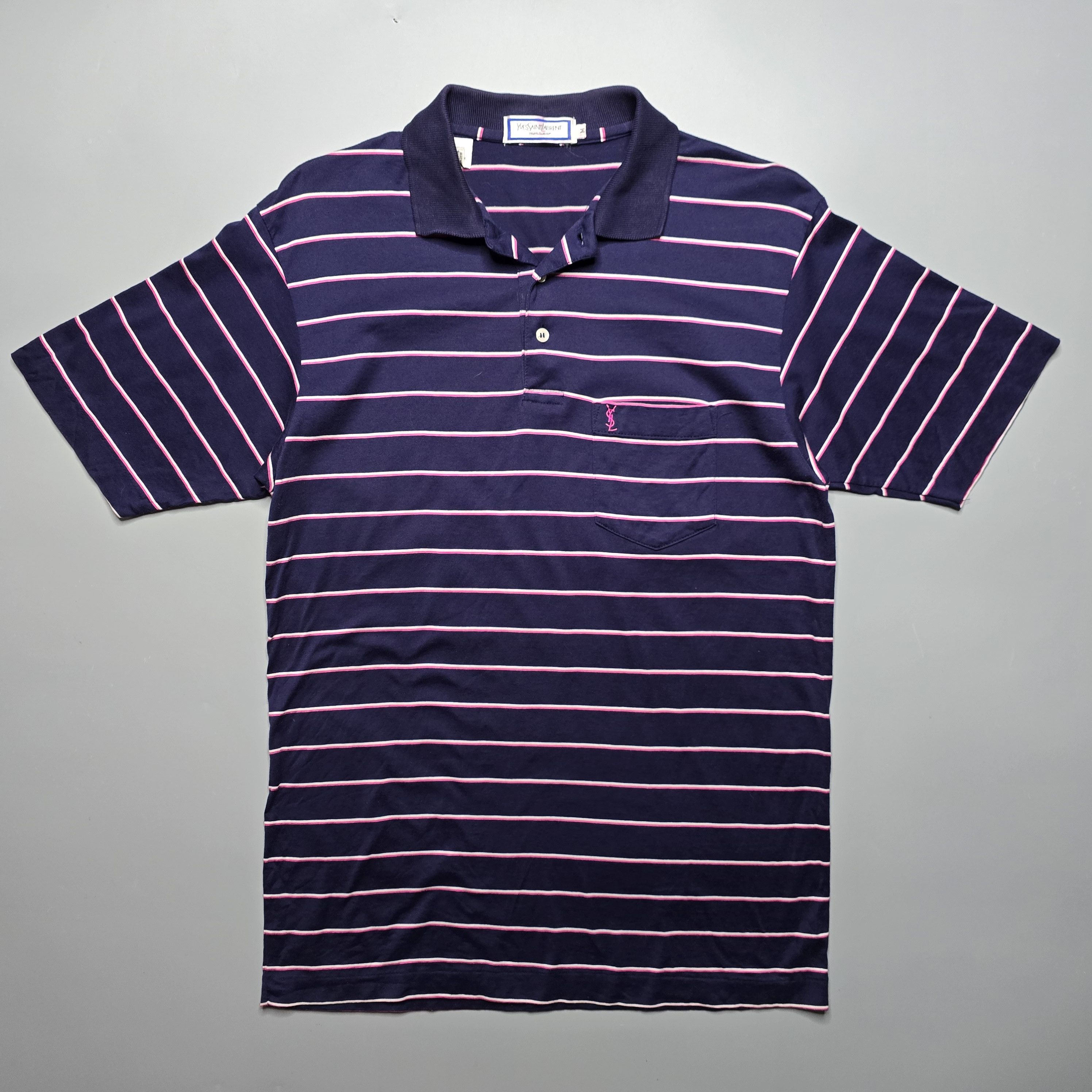 Yves Saint Laurent - Vintage Striped Pocket Polo Shirt - 1