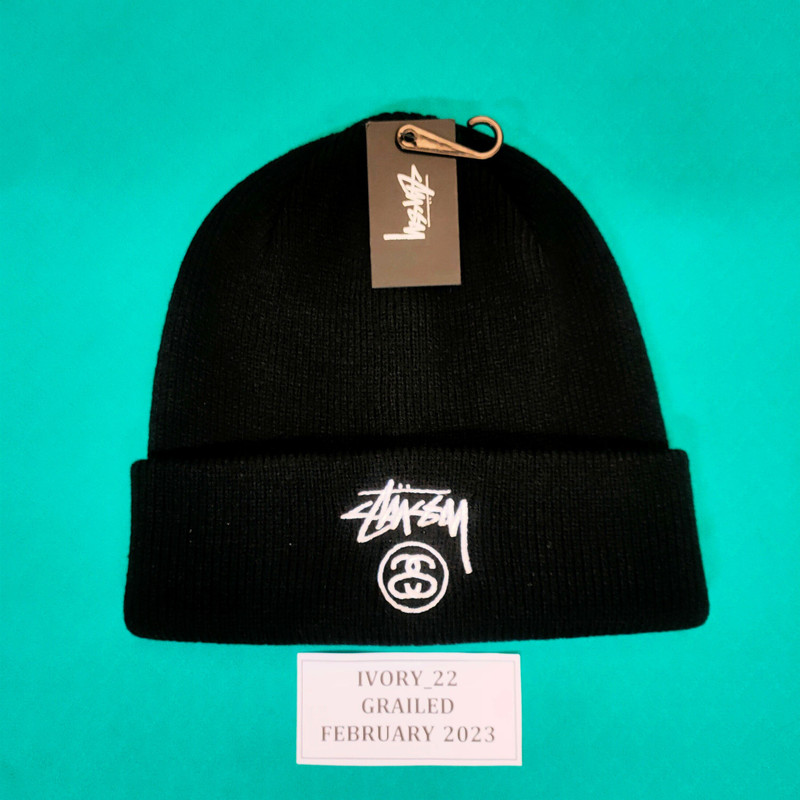 STUSSY round logo SS Cuff BEANIE - 1