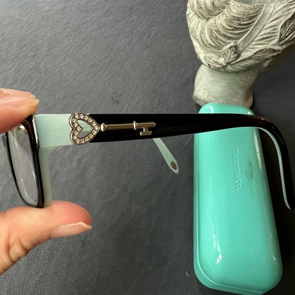 Tiffany Co. TF 2064-B Rhinestone Heart Key Rectangle Eyeglasses Frames Robin Egg - 13