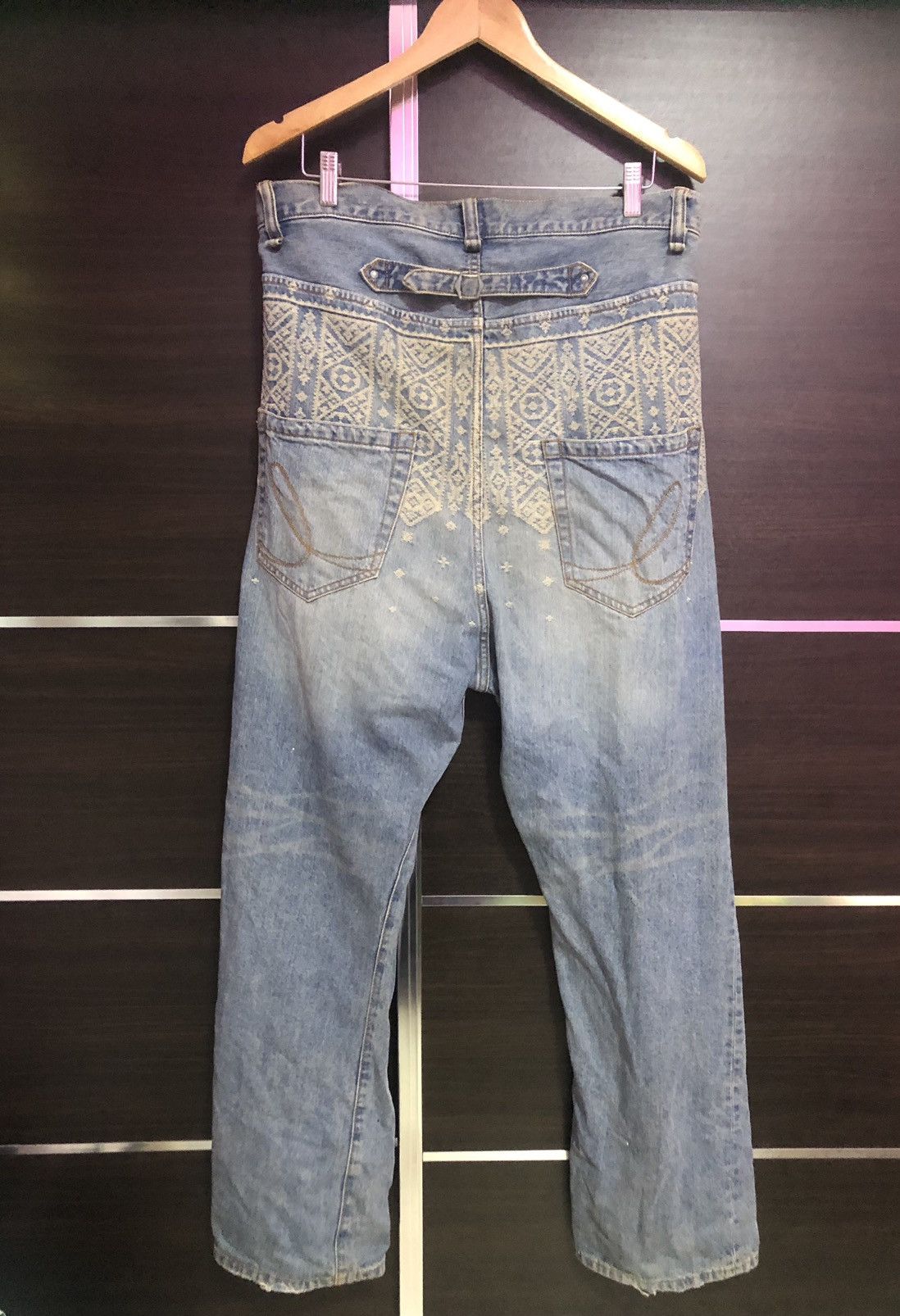 If Six Was Nine - 🔥Iroquois Cross Art Design Pants Buckle Back Jeans - 3