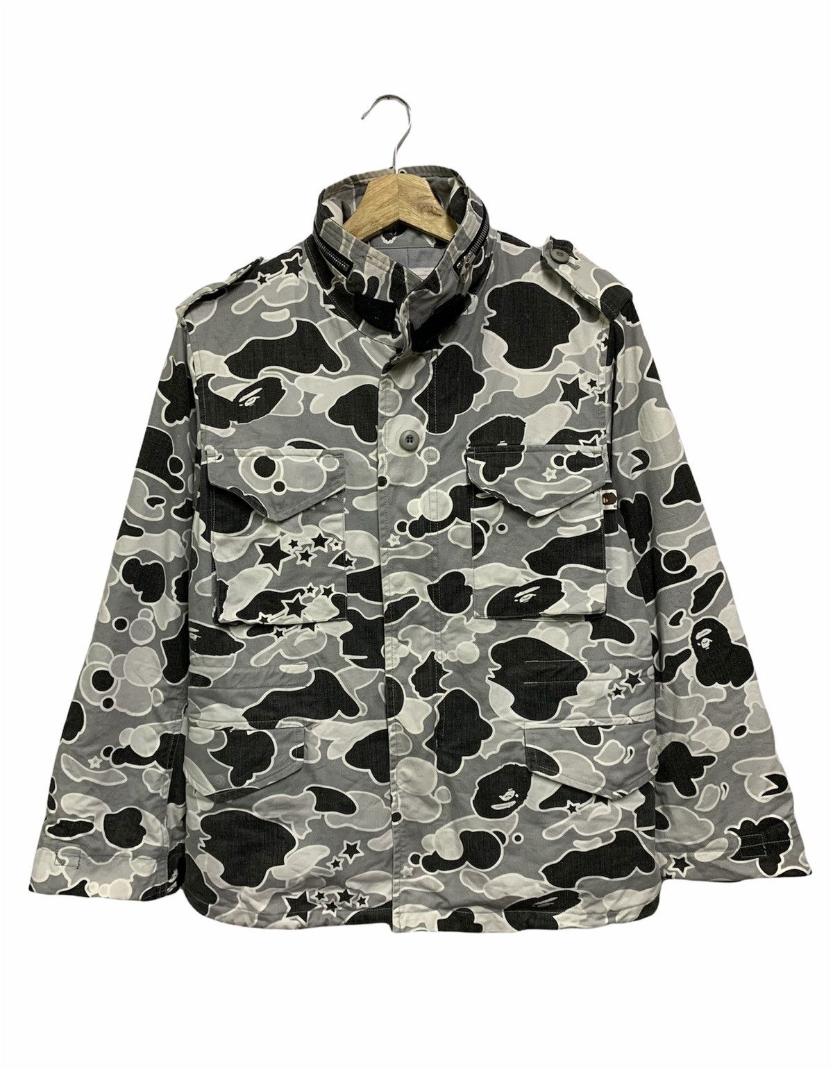 🔥VTG OG BAPE M-65 RAMBO GREY CAMO UTILITY JACKETS - 1