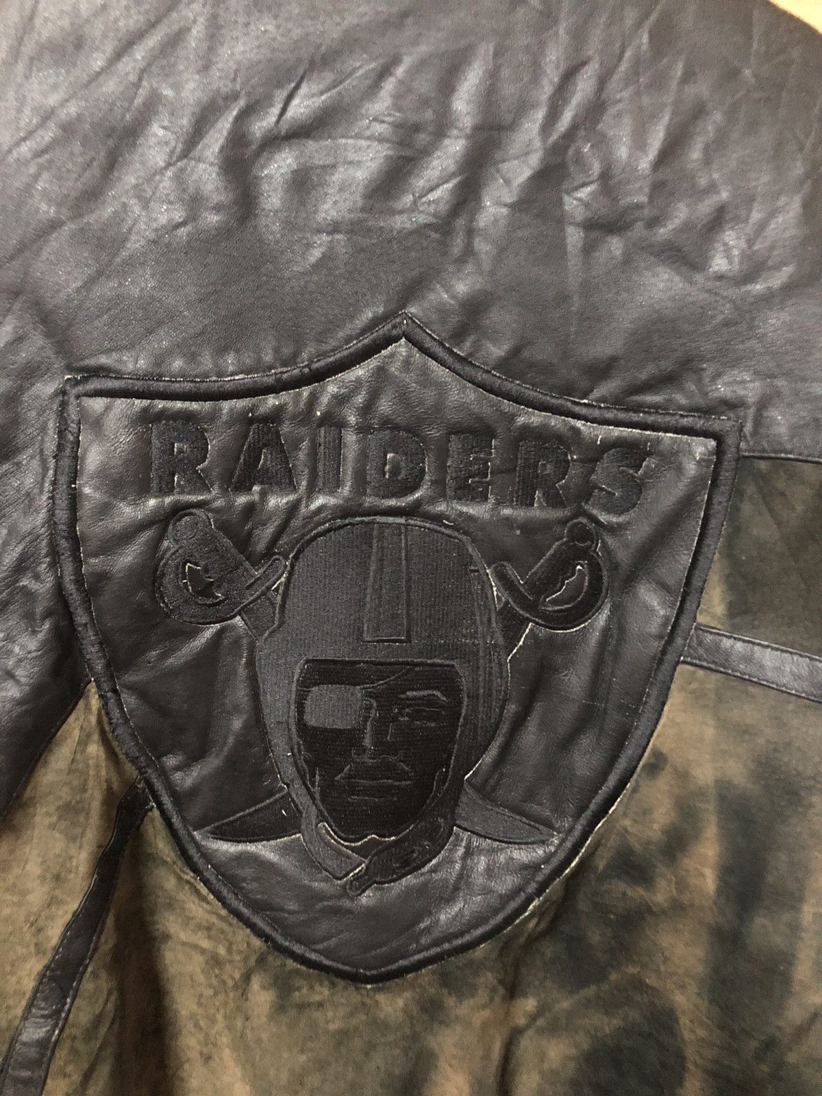 Vintage Jeff Hamilton X Raiders Sun Faded Leather Jacket - 7