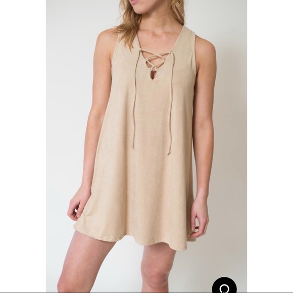 Vintage Havana Vegan Suede Lace-Up Dress - 1