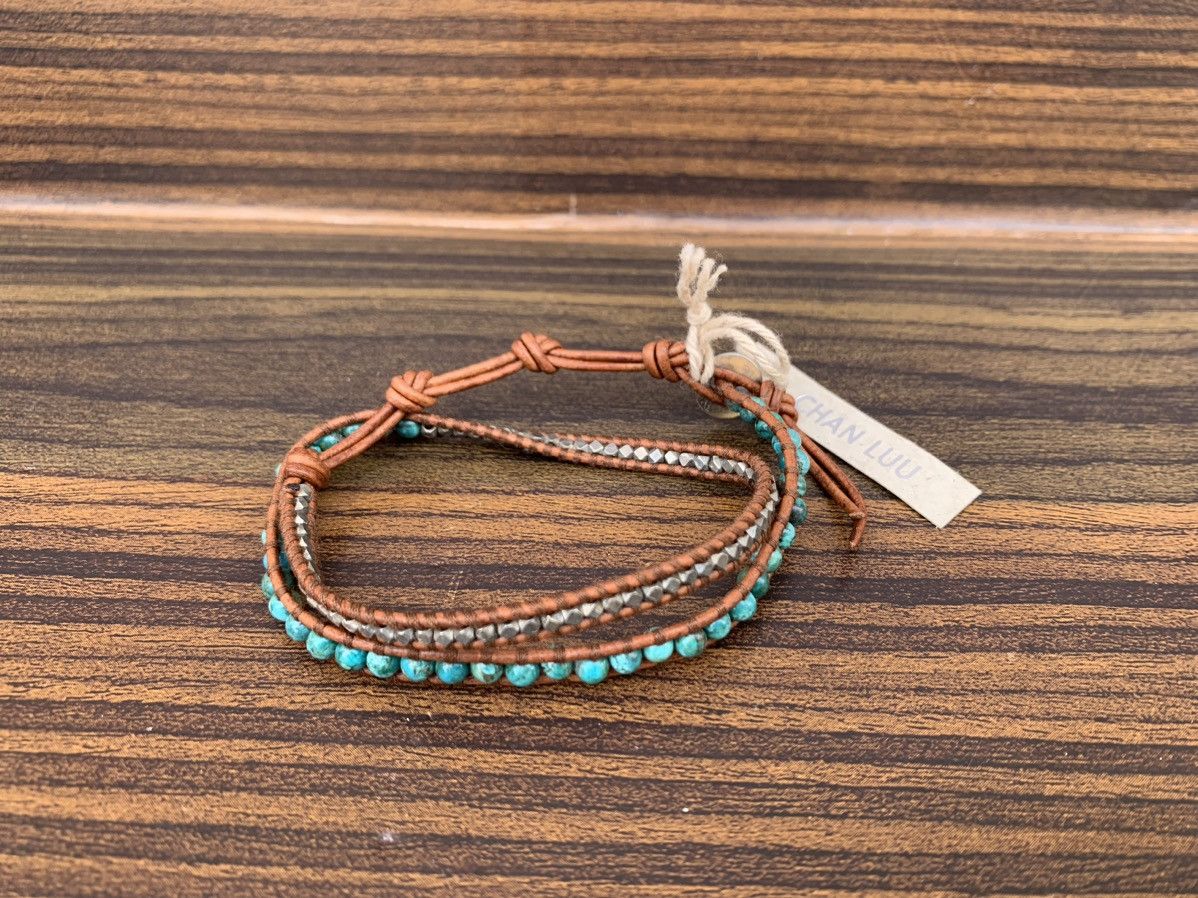 Chan Luu Turquoise Sterling Silver Leather Wrap Bracelet - 2