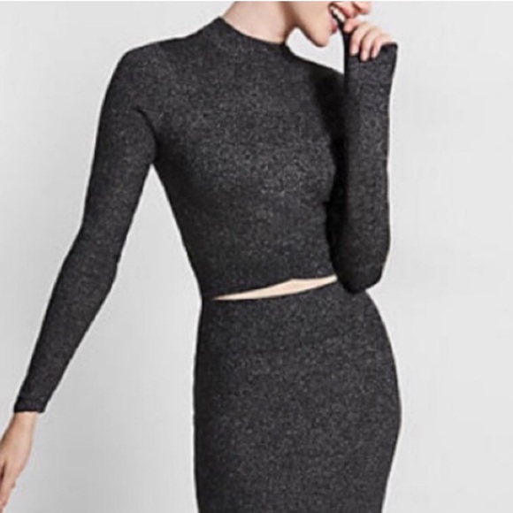 Express Sparkly Sweater Knit Crop Top - 3